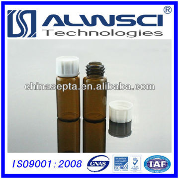 10ML vial de almacenamiento de vidrio de color ámbar con tapa de PP blanco cerrado HPLC / GC frasco de inyector automático 22x52mm